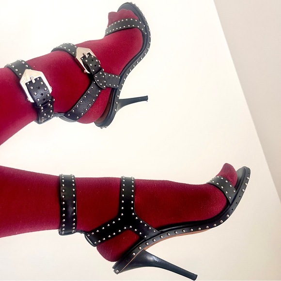 Givenchy Shoes - Givenchy black leather studded sandal heels